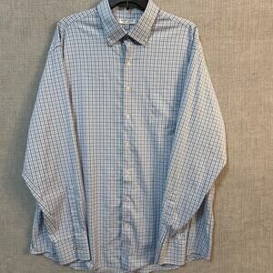 Peter Millar Summer Comfort Button Down Long Sleeve Shirt Blue Window Mens XL